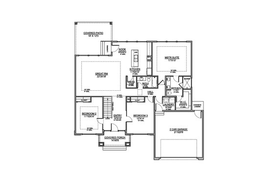 Floor Plan - Main Floor for Contemporary House Plan #1073-37 - 3 bed, 2 bath