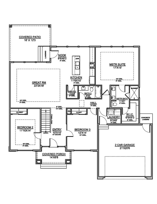 Contemporary Floor Plan - Main Floor Plan #1073-37