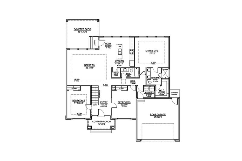 Dream House Plan - Floor Plan - Main Floor for Contemporary House Plan #1073-37 - 3 bed, 2 bath