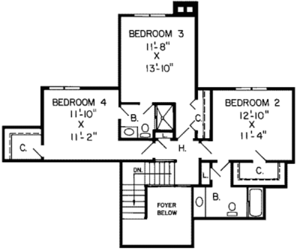 European Floor Plan - Upper Floor Plan #312-221