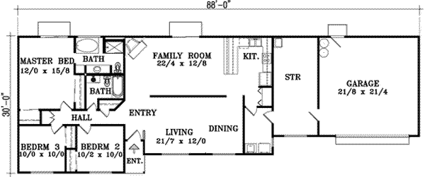 Adobe / Southwestern Floor Plan - Main Floor Plan #1-1279