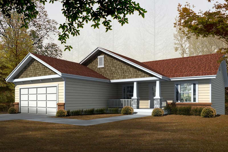 House Blueprint - Craftsman Exterior - Front Elevation Plan #112-162