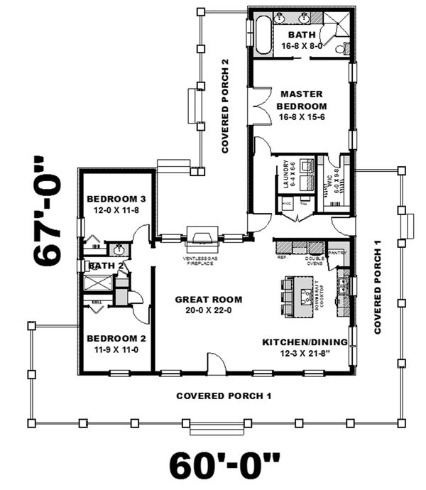 House Plan Design - Country Floor Plan - Main Floor Plan #44-196