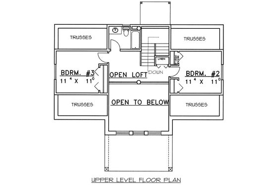 Floor Plan - Upper Floor for Bungalow House Plan #117-525 - 3 bed, 3.5 bath