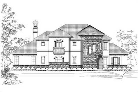 Exterior - Front Elevation for European House Plan #411-173 - 4 bed, 3 bath