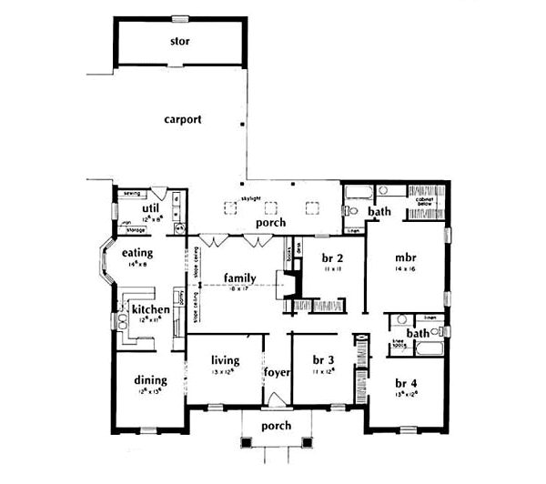 House Design - Southern Floor Plan - Main Floor Plan #36-180