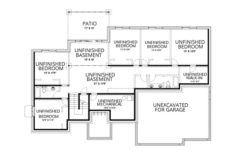 Dream House Plan - Floor Plan - Lower Floor for Prairie House Plan #112-216 - 3 bed, 2.5 bath