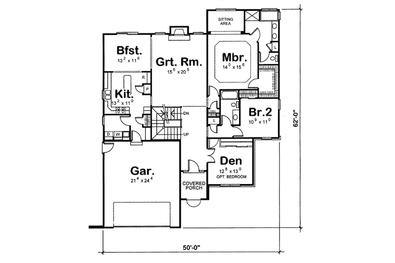 Home Plan - Floor Plan - Main Floor for European House Plan #20-949 - 5 bed, 3 bath
