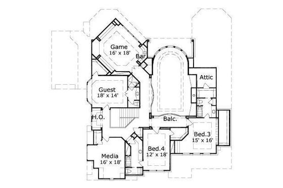 Floor Plan - Upper Floor for Traditional House Plan #411-387 - 5 bed, 4.5 bath