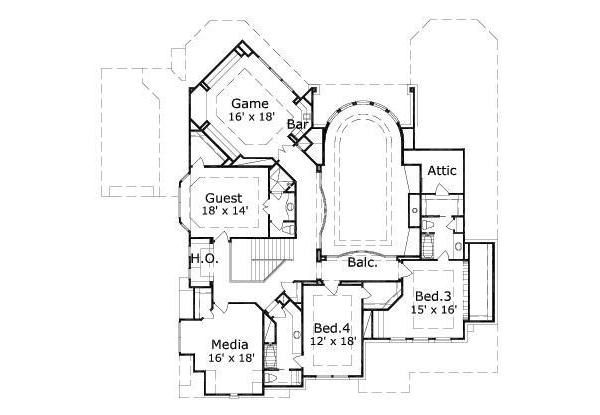 Traditional Floor Plan - Upper Floor Plan #411-387