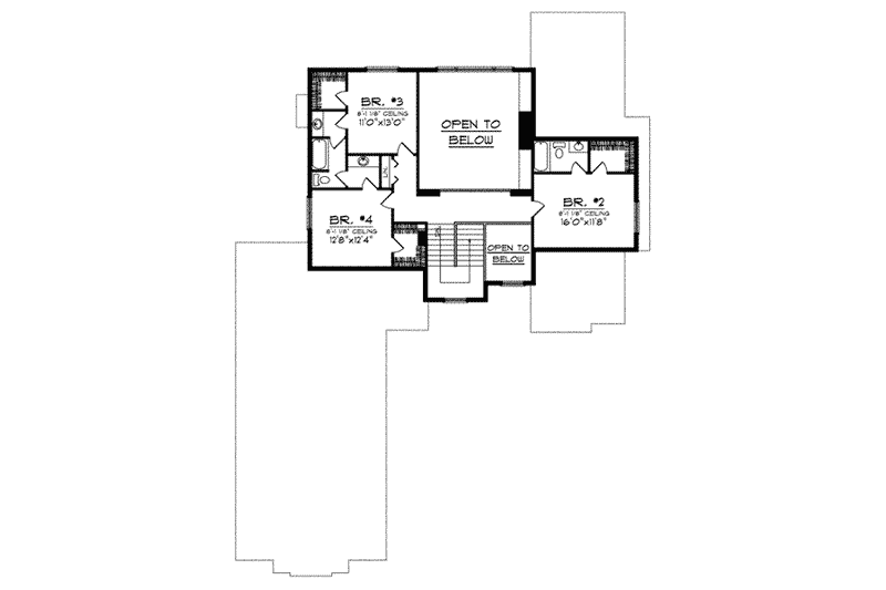 Home Plan - Floor Plan - Upper Floor for European House Plan #70-849 - 4 bed, 3.5 bath
