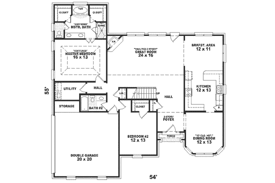 Floor Plan - Main Floor for Traditional House Plan #81-301 - 4 bed, 3 bath