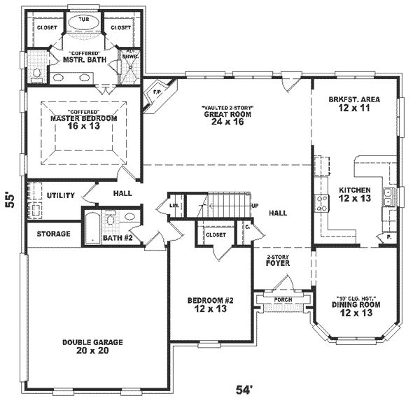 Floor Plan - Main Floor for Traditional House Plan #81-301 - 4 bed, 3 bath