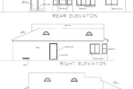 Exterior - Rear Elevation for Mediterranean House Plan #1-195 - 3 bed, 2 bath