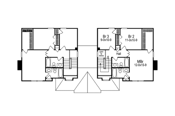 Floor Plan - Upper Floor for Traditional House Plan #57-568 - 3 bed, 2.5 bath