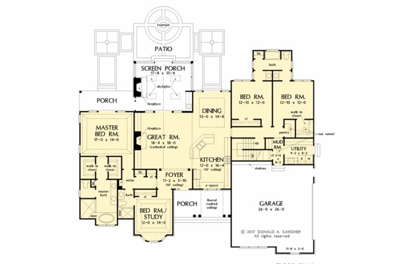 Floor Plan - Main Floor for European House Plan #929-1056 - 4 bed, 3 bath