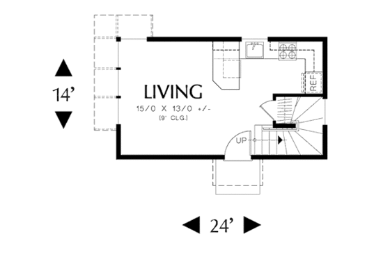 Floor Plan - Main Floor for Modern House Plan #48-485 - 1 bed, 1 bath