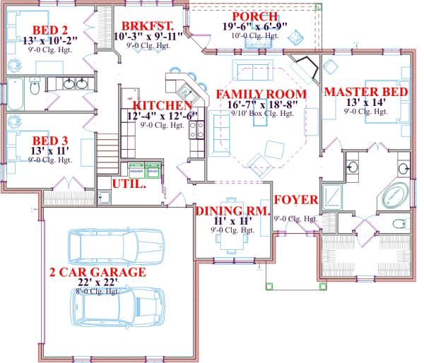 Traditional Floor Plan - Main Floor Plan #63-171