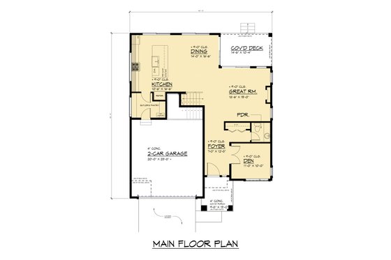 Floor Plan - Main Floor for Modern House Plan #1066-321 - 4 bed, 3.5 bath