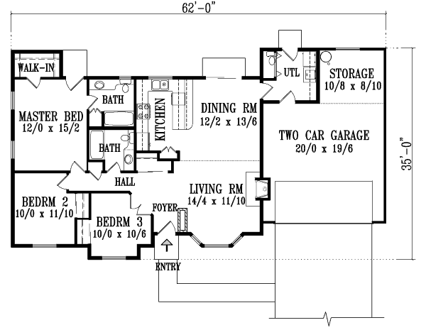 House Blueprint - Adobe / Southwestern Floor Plan - Main Floor Plan #1-1077