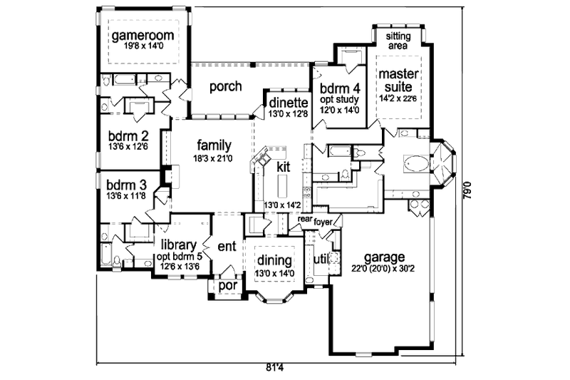 Home Plan - Floor Plan - Main Floor for European House Plan #84-416 - 4 bed, 4 bath