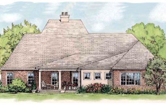 Exterior - Rear Elevation for European House Plan #406-144 - 3 bed, 2.5 bath