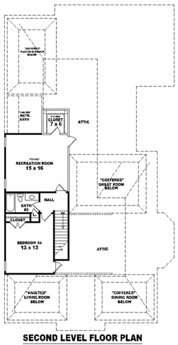 Floor Plan - Upper Floor for European House Plan #81-1274 - 4 bed, 3 bath