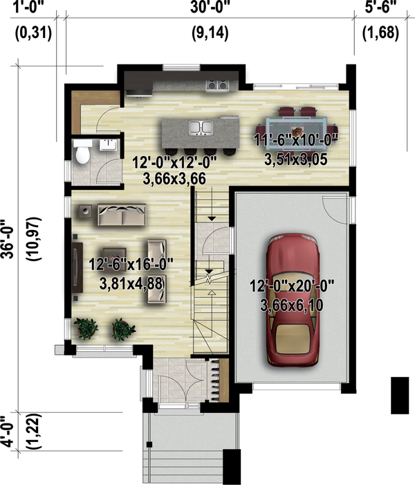 Contemporary Floor Plan - Main Floor Plan #25-4308