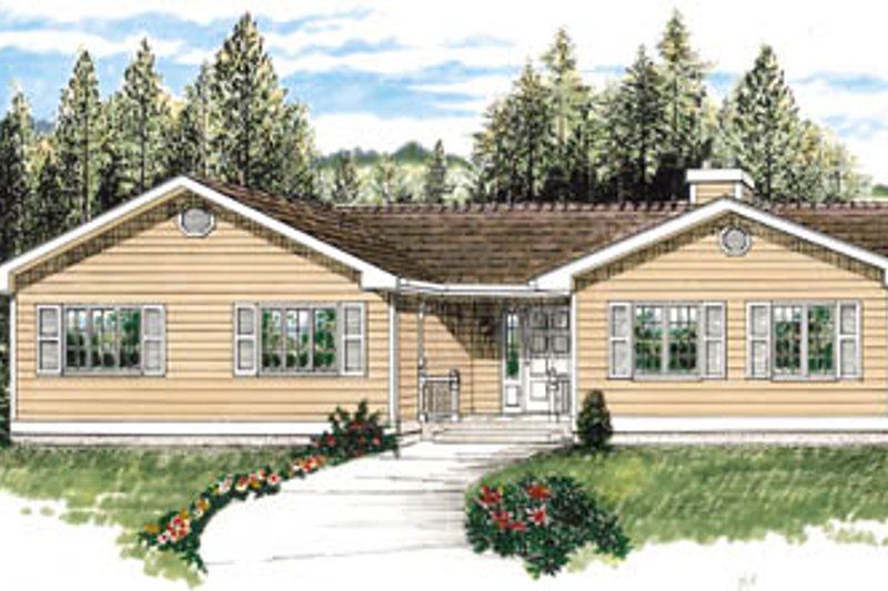 Exterior - Front Elevation 2 for Ranch House Plan #47-468 - 3 bed, 2 bath