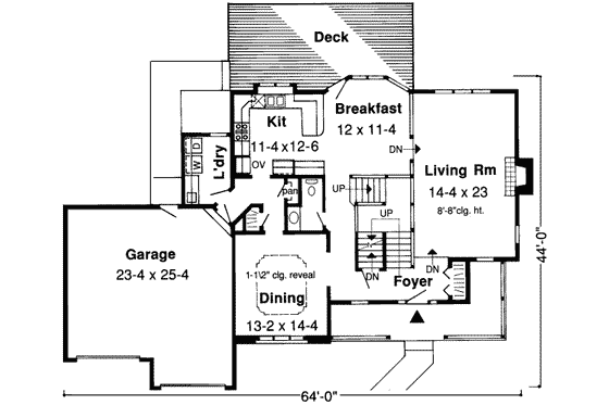 Floor Plan - Main Floor for Traditional House Plan #312-123 - 3 bed, 2.5 bath