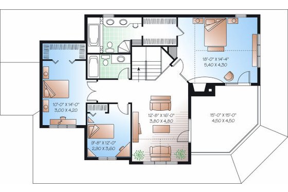 Floor Plan - Upper Floor for Country House Plan #23-744 - 3 bed, 2.5 bath