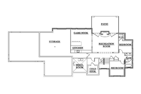 Floor Plan - Lower Floor for European House Plan #5-251 - 5 bed, 3.5 bath