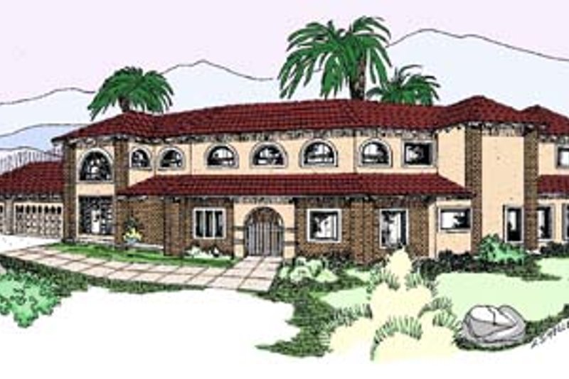 House Plan Design - Mediterranean Exterior - Front Elevation Plan #60-555
