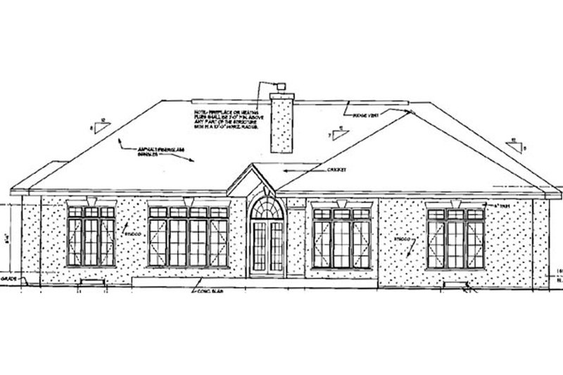 Architectural House Design - Exterior - Rear Elevation for European House Plan #3-288 - 3 bed, 2 bath