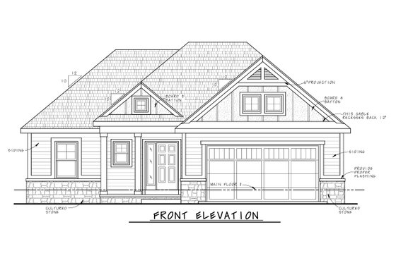 Exterior - Front Elevation 3 for Cottage House Plan #20-2260 - 3 bed, 2 bath
