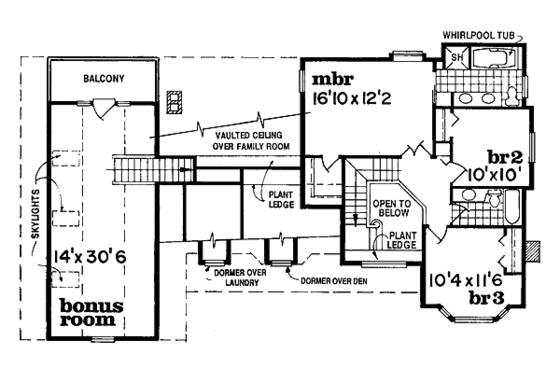 Floor Plan - Upper Floor for Traditional House Plan #47-270 - 3 bed, 3 bath