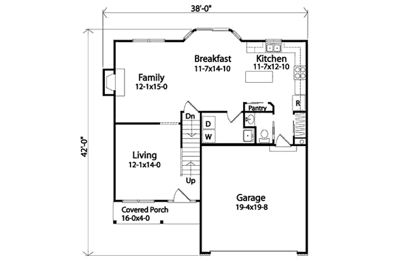 House Plan Design - Floor Plan - Main Floor for Traditional House Plan #22-425 - 3 bed, 3 bath