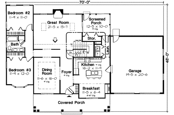 Floor Plan - Main Floor for Country House Plan #312-160 - 3 bed, 2 bath