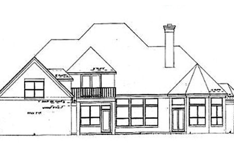 Home Plan - Exterior - Rear Elevation for European House Plan #52-181 - 4 bed, 4 bath