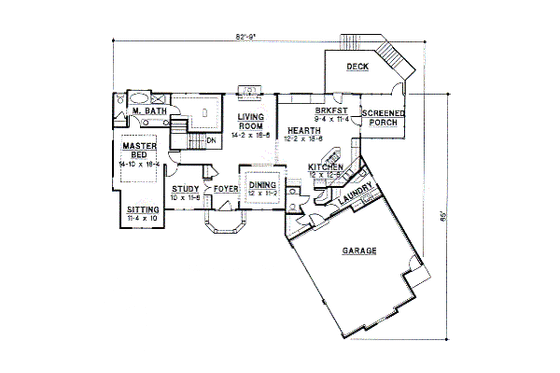 Floor Plan - Main Floor for European House Plan #67-370 - 3 bed, 3.5 bath