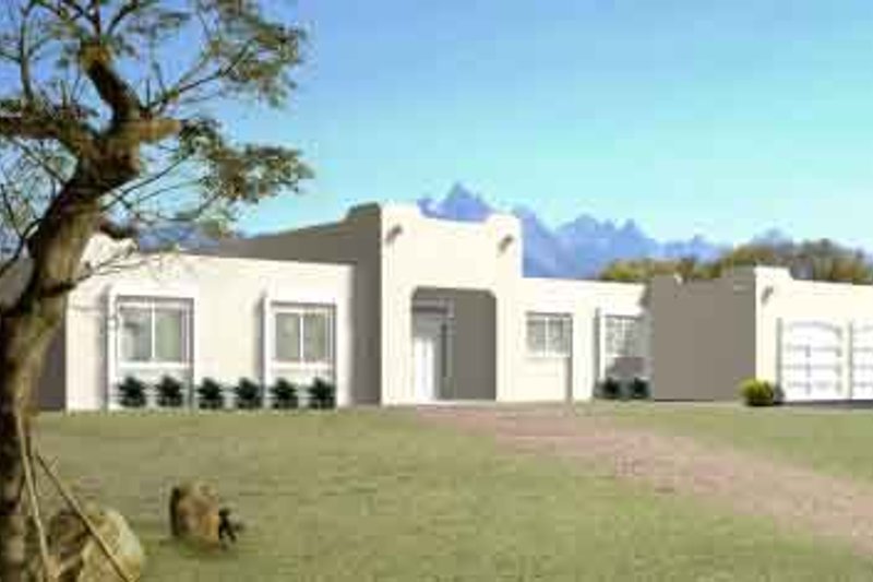 Architectural House Design - Adobe / Southwestern Exterior - Front Elevation Plan #1-1414