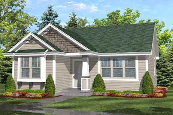 Exterior - Front Elevation for Cottage House Plan #50-123 - 2 bed, 1 bath