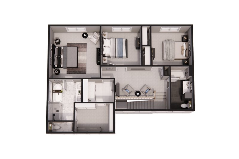 House Design - Floor Plan - Upper Floor 1 for Bungalow House Plan #51-1370 - 3 bed, 2.5 bath