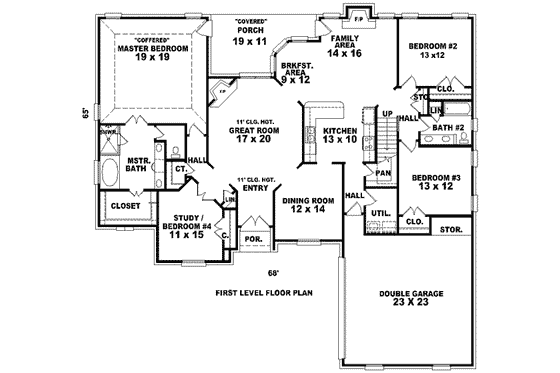 Floor Plan - Main Floor for European House Plan #81-1267 - 4 bed, 3 bath