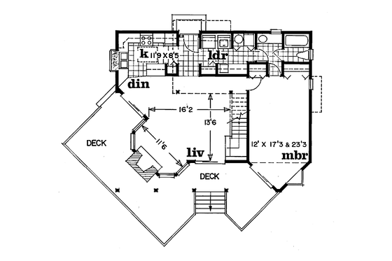 Floor Plan - Main Floor for Cottage House Plan #47-103 - 3 bed, 2 bath