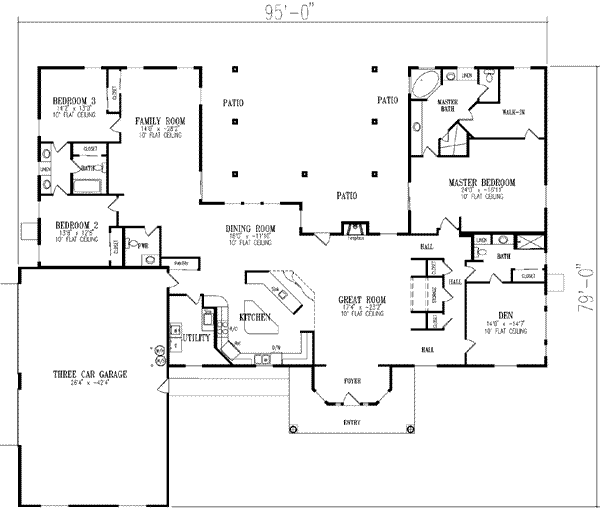Ranch Floor Plan - Main Floor Plan #1-866