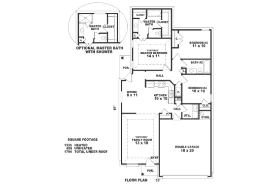 Floor Plan - Main Floor for European House Plan #81-178 - 3 bed, 2 bath