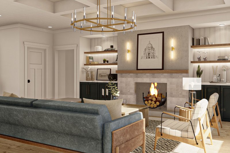 Architectural House Design - Interior - Family Room 1 for Cottage House Plan #455-116 - 2 bed, 2.5 bath