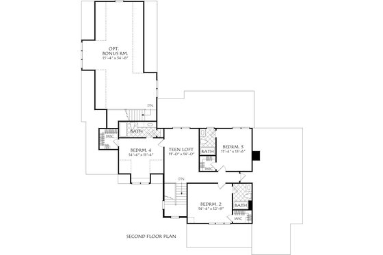 Floor Plan - Upper Floor for Farmhouse House Plan #927-996 - 4 bed, 4.5 bath