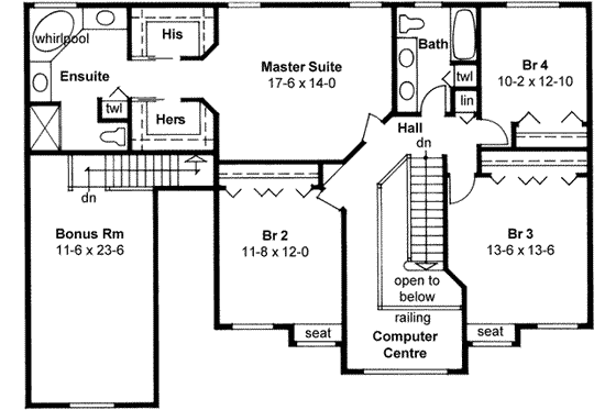 Floor Plan - Upper Floor for Farmhouse House Plan #126-105 - 4 bed, 3 bath